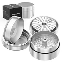 Professionele grinder van 100% vliegtuigaluminium, geanodiseerd met N52- magneten, 63 mm diameter, met nieuw premium maalsysteem, 4-delige metalen molen en grote capaciteit voor specerijen en kruiden
