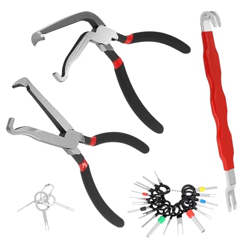 LitKiwi 3PCS Electrical Disconnect Pliers Separator,with 41Pcs Electrical Connector Pin Extractor Removal Tool Set,Locking Push Tab Pliers for Car Electrical Wiring Automotive Car Devices