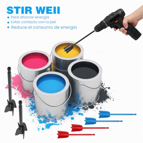 Miniatura 4 de Zocipro 6pcs Mezclador Pintura, Accesorio Mezclador De Epoxi Reutilizable Para Cualquier Taladro De 1 4 , Para Taladro Herramienta Mezcladora Para Mezclar Resina Epoxi Pintura Esmalte
