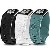 TOYOUTHS 3 Stück Löwenzahn Floral Gravierte Armband Kompatibel mit Fitbit Charge 6/Charge 5 Armba...