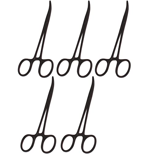 AAProTools 5 Black Color Mosquito Locking Hemostat Forceps Curved 5" Ideal for All Types of Hobby and First Aid Kit