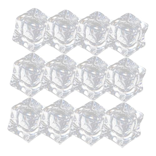 ZUNOXAZ 50 Piezas Accesorios de hielo transparentes largo con cubitos de hielo artificial moderno cilíndrico cubo decorativo cubo de hielo acrílico cubos de hielo cuadrados hielo falso