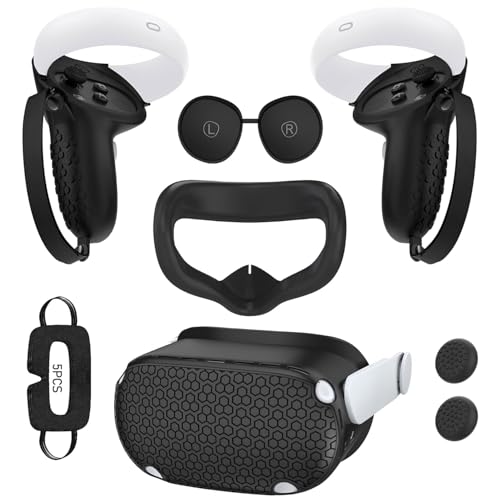 Oculus Quest 2�p�A�N�Z�T���[�AQuest 2�p�t�F�C�X�p�b�h�A�R���g���[���[�O���b�v�����Y�J�o�[�AVR�V���R���J�o�[�AVR�V�F���A�W���C�X�e�B�b�N�AMeta Quest 2�p�g���̂ăS�[�O��5�_�Z�b�g�i�u���b�N�j