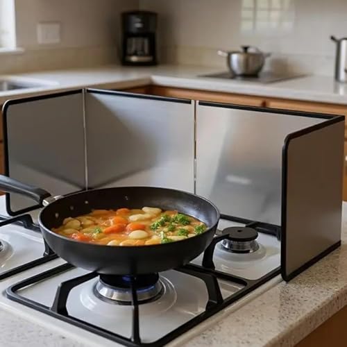 Protector de salpicaduras para freír que cuida tu pared mientras preparas platos tradicionales 5