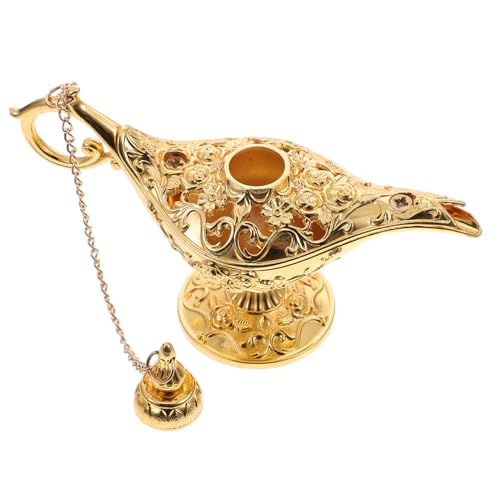 VALICLUD Decorazione Vintage Lampada di Aladino in Lega di Zinco Dorata Ornamento Artistico da Tavolo per Interni Accessorio Chic per Casa e Regalo Creativo