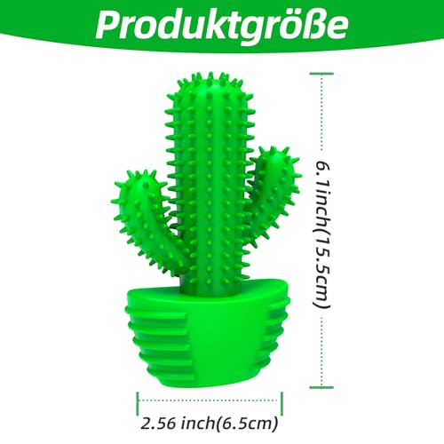 HETOO Hundespielzeug für Aggressives Kauen, Kauspielzeug Hund Fast Unzerstörbar, Quietschend Hunde Spielzeug Für Mittelgroße Hunde, Robuster Langlebig Gummi Dog Toys (Kaktus)