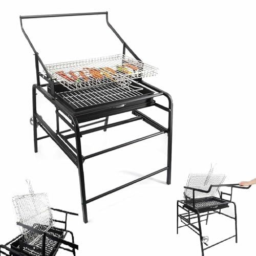 ZMJGLL Parrilla de Barbacoa Plegable al Aire Libre,Parrillas de carbón giratorias,Parrilla al Aire Libre de Acero Inoxidable Parrilla de carbón de Barbacoa Grande, para Viajar