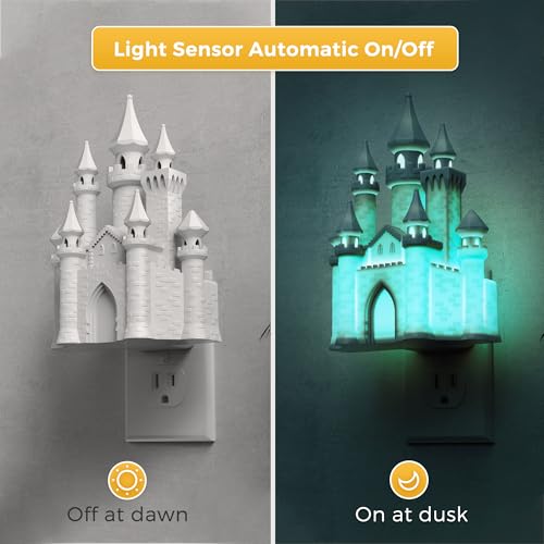 Image of L LOHAS LED 3D Castle Night Lights Plug into Wall, Dusk to Dawn Nightlight