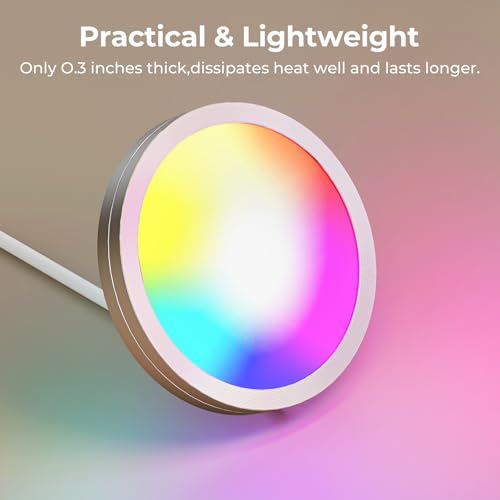 Image of Puck Lights 5V Single USB Powered,RGB Color Temperature Adjustable & Dimmable Under Cabinet Light,3D Printer LED Lamp Kit for Cabinet,Wardrobe,Showcase 2 Pack