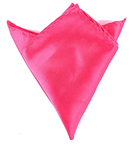 Boolavard Satin 1pcs 6pcs or 12pcs Pack Solid Plain Wedding Mens Pocket Square Office Suit Handkerchief Hanky (Hot Pink)