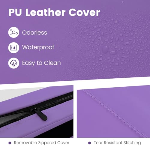 FANTASK Gymnastikmatte klappbar, 300 x 120 x 5 cm, Weichbodenmatte aus PU mit Tragegriffen & Kletterverschluss, Yogamatte, Fitnessmatte für Gymnastik, Yoga (Lila)
