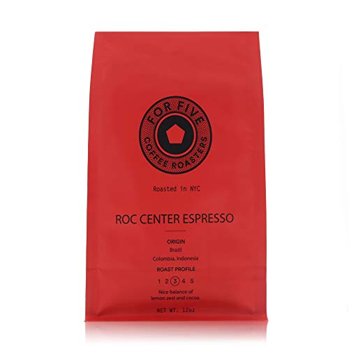 precision coffee roaster - For Five Coffee Roasters - Roasted In NYC - Roc Center Espresso (Orgin: Brazil, Colombia, & Indonesia), Whole Bean 12 oz