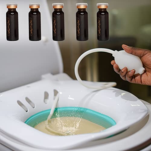 Yoni Steam Seat Kit + 5 btl Yoni Steam Herbs for Cleansing, Toilet V Steam Seat Kit Sitz Bath for Postpartum Care, Yoni Steam Kit Vaginial Steaming Seat Kit, Sitz Bath Soak Sitz Bath for Hemorrhoids