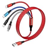 MJXIANG Multi Câble 4 en 1 3A 1.2M, Câble de Charge Rapide USB Tressé Universel, avec Connecteurs 2*Type C/iP/Micro USB, pour Phone 17 16 15, Samsung Galaxy, LG, Xiaomi, Sony, Honor View, Moto, PS5