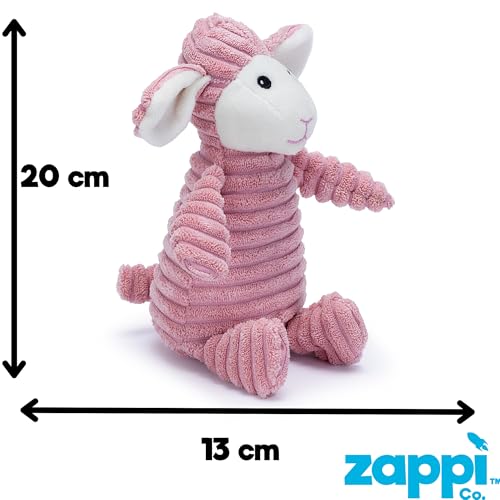 Zappi Co Rosa Lamm Plüsch Hundespielzeug mit Quietscher – Weiches, langlebiges Design, gerippt für Spielspaß. Ideal für kleine/mittelgroße Hunde.
