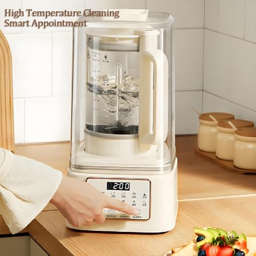 Automatischer Sojamilchbereiter, 1750 ml Pflanzenmilchmaschine mit Auto Clean, Startverzögerung, Warmhaltefunktion, inklusive Bürste & Messbecher für Mandel- und Hafermilch