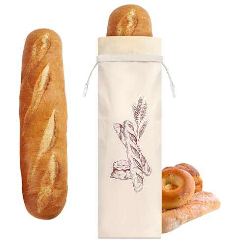 Reusable Linen Bread Bag for Baguettes (27.5x7.8 in)