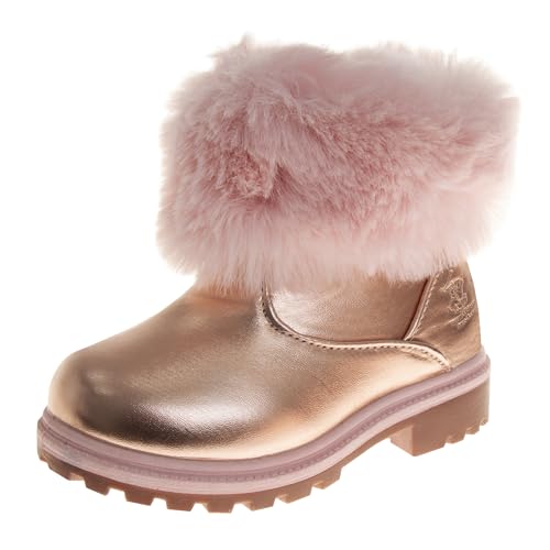 Beverly Hills Girls Faux Pull-on Winter Boots Fashion (Toddler), Fur Rose Gold, 6
