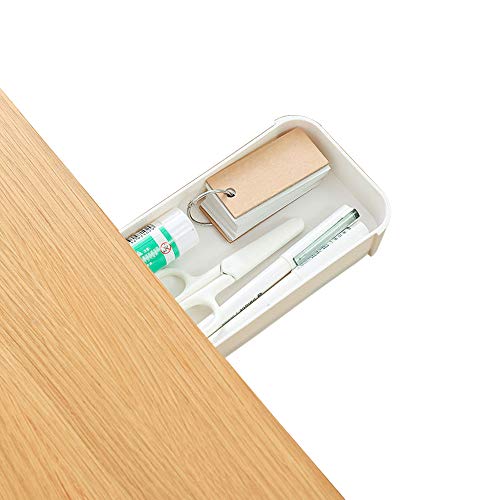 Under Desk Drawer,Hidden Drawer Storage Box,Tray Mini Desk Organizer Expandable Drawer Tray Self-Stick Pop-Up Hanging Drawer For Pencil,Pen,Office Items (white)