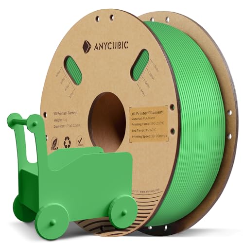 Image of ANYCUBIC Matte PLA Filament 1.75mm, 3D Printing PLA Filament 1.75mm Dimensional Accuracy + /- 0.02mm, 1KG Spool (2.2 lbs), Matte Green