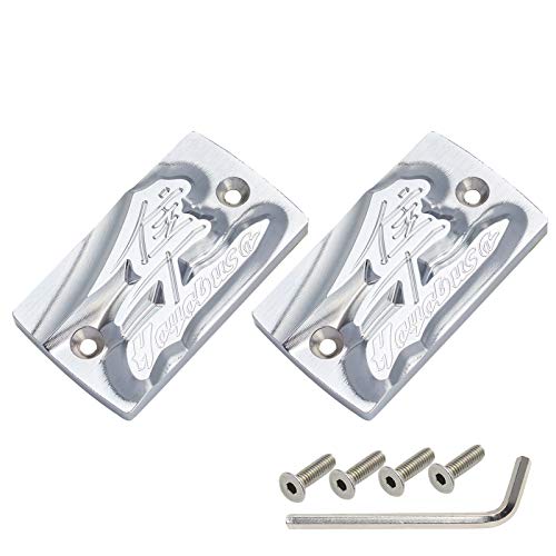 GIDIBII Brake Reservoir Cover, Front Brake Master Cylinder Fluid Clutch Cap Compatible with Suzuki GSX1300R Hayabusa 1999-2020 (2 PCS, Chrome) by GIDIBII - Used condition - US$25.04