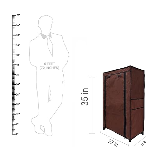 Image of Multi Utility 5 Layer Shelf Collapsible Metal Pipes with Non-Woven 100GSM Fabric Cover for Shoe /Cloth /Toy /Books Rack (Brown, Metal)