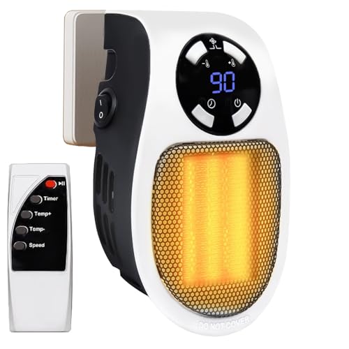 Space Heater, Small Plug in Electric Heater, Remote Wall Outlet Electric Space Heater with Adjustable Thermostat and Timer and Led Display, Compact for Office Dorm Room (Mixed) by M MITLINK - Used condition - US$8.25
