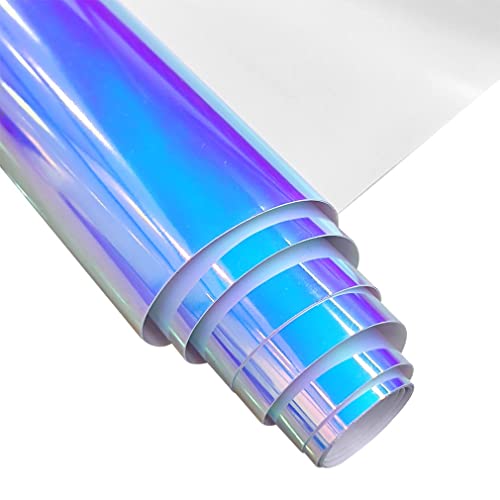 30cmx135cm Holografisches Vinylgewebe Rollen, schillernder transparenter PVC-Stoff, Wasserdicht Kunstleder Für Kunsthandwerk, DIY-Dekoration (Holographisch-Blau)