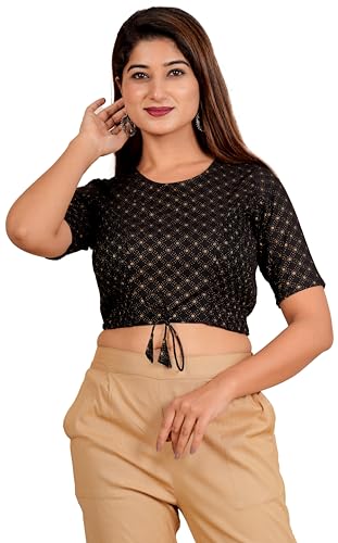 Image of Yash Gallery Women's Cotton Floral Printed Regular Blouse for Women (Black, XL)