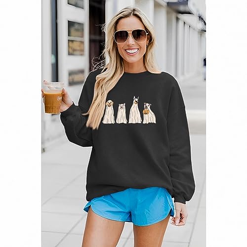 Izyjoy Halloween Ghost Dog Sweatshirt Women Dog Lover Sweaters Gift Casual Long Sleeve Pullover Tops Fall Holiday Clothes thumb #4