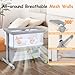 Ezebaby Bedside Bassinet for Baby, Portable Baby Bassinet Bedside Sleeper for Newborn Infants with Wheels Storage Basket, Adjustable 7 Heights and All Mesh Sides