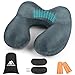 flintronic Almohada de Viaje Hinchable, Cojin de Viaje Cuello para Avión y Coche, Hecho de Terciopelo Suave y Funda Lavable, Almohada de Cuello Portátil y Ligera para Viajes, Oficina, Casa, Coche,Gris