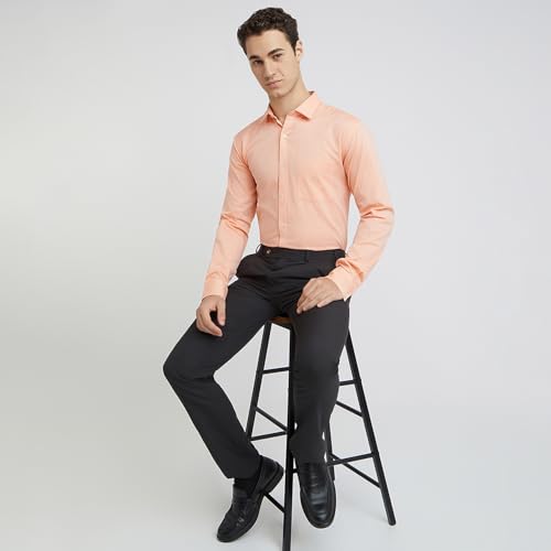 Image of Park Avenue Men's Pure Cotton Structure Pattern Slim Fit Semi Cutaway Collar Full Sleeve Formal Shirt