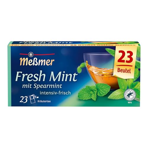 Meßmer Fresh Mint mit Spearmint | 23 Teebeutel | Intensiv-frisch | Vegan | Glutenfrei | Laktosefrei