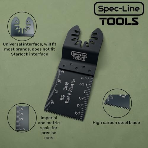 SPEC-LINE TOOLS Oscillating Tool Blade | 10PCS | Universal Multi Tool Blades Kit | HCS Saw Blade Accessories for Cutting Plastic Wood Soft Metal Drywall — view 6