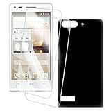 OAGELIM 2er Pack Bildschirm Schutzfolie + Hülle Kompatibel mit Huawei Ascend G6 4G (4.5 Zoll) Künstlerisch Bedruckte Hülle & Gehärtetes Glas Kratzfest (Schwarz)