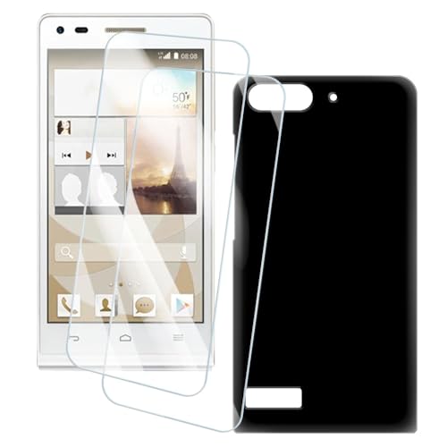 OAGELIM 2er Pack Bildschirm Schutzfolie + Hülle Kompatibel mit Huawei Ascend G6 4G (4.5 Zoll) Künstlerisch Bedruckte Hülle & Gehärtetes Glas Kratzfest (Schwarz)