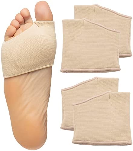 ZenToes Metatarsal Pads for Men and Women - Ball of Foot Pain Relief Cushions for Sesamoiditis, Metatarsalgia, Morton's Neuroma - 2 Pairs Fabric Sleeves with Gel Inserts (Medium, Beige)