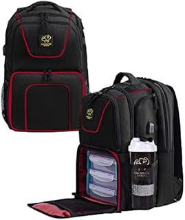 519 Fitness Meal Prep Backpack,Insulated Cooler Lunch Backpack with Computer Compartment,Hiking Picnic Cooler Rucksack For Men and Women,3 Meal Containers,2 Ice Packs and Protein Shaker(black)