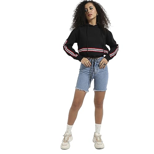 Image of Campus Sutra Women Cotton Hooded Neck Sweatshirt