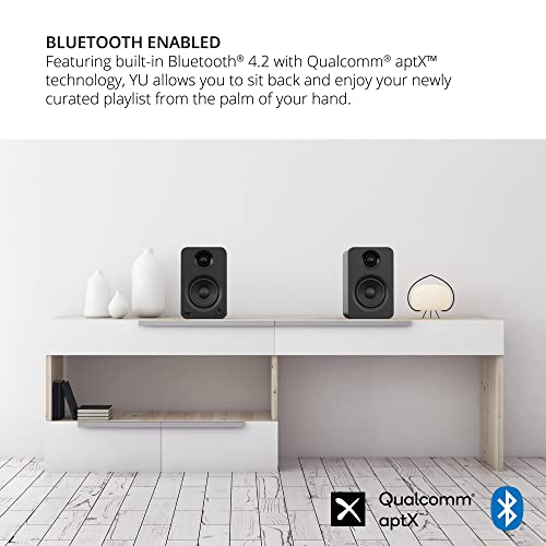 Image of Kanto YU 140W Powered Speakers with Bluetooth 4.2 and RCA Input | Features Signal Detection and Auto Stand-by | Remote Included | Pair | Matte Black