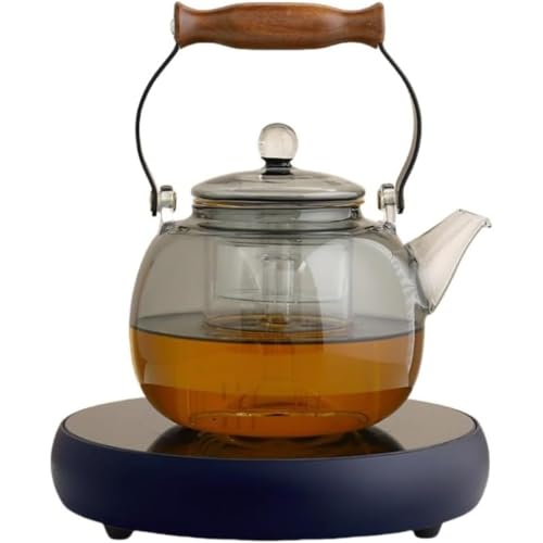 【Woxiro】電気ケトルスタンド ミニ電気セラミックストーブ 多機能小型高温耐性 安定性 卓上調理器(電気セラミックストーブ + 急須丸ハンドル,ブルー)