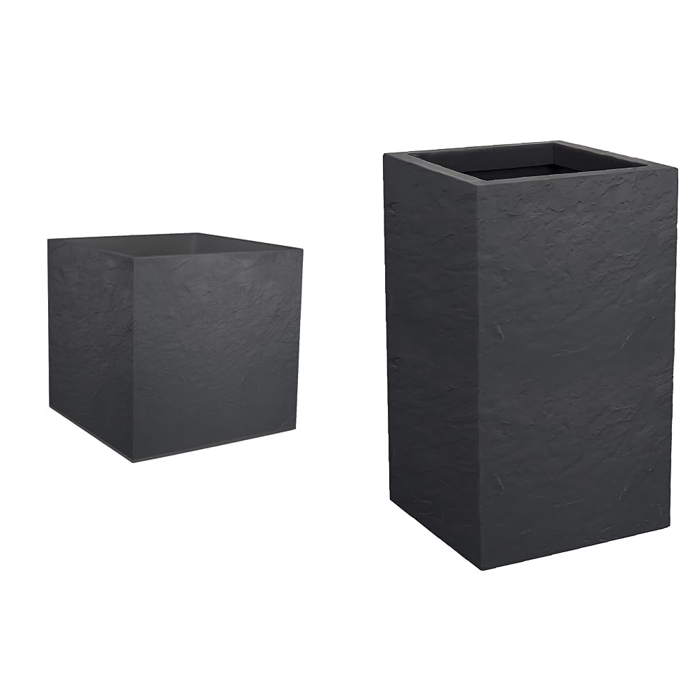 Pot carré 50 cm Volcania 57 L avec réserve d'eau et double paroi EDA