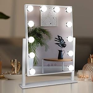 TOGETOP Hollywood make-upspiegel, kaptafelspiegel, slimme bedieningspiegels met 12 dimbare lampen, Touch Control grote…