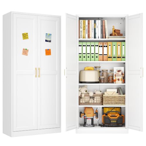 METALOONG 71" Metal Pantry Cabinet,Storage Cabinet with Doors and Shelves
