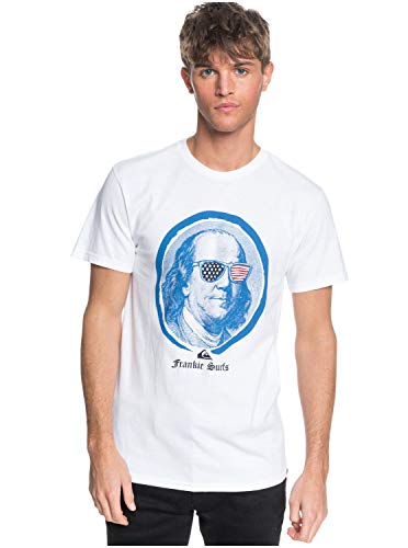 Quiksilver Men s 4th of July America Short Sleeve Tee Shirt, White Blue, X-Large