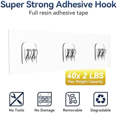 YASONIC Shower Caddy Adhesive, No Drill Bathroom Shower Organizers, with Removable Hooks, Rust Proof Shower Shelves, Wall-Mounted Shower Holder, Black, 2 Pack