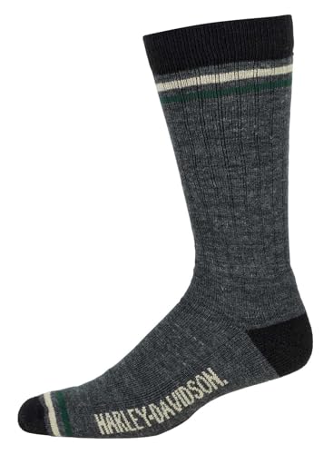 Harley-Davidson Men's Wool Surplus Crew Moisture Wicking Riding Socks - Black
