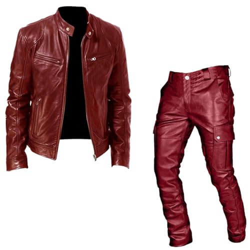 Pantalon cuir homme rétro slim parfait pour les soirées rock et les sorties d'hiver