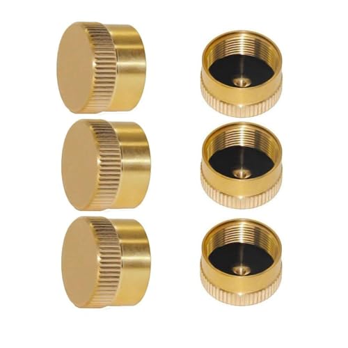 Image of YOUHO 6pcs Brass Refillable Caps, Universal for All 1 LB Propane Fuel Keg Bottle Caps, Gas Tank Cylinder Sealed Protection Cap